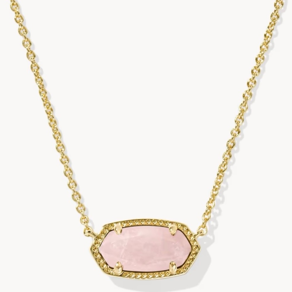 ✨ Kendra Scott Elisa Rose Quartz Gold Necklace